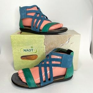 Naot Marita Leather Pacific Blue Strappy Sandals